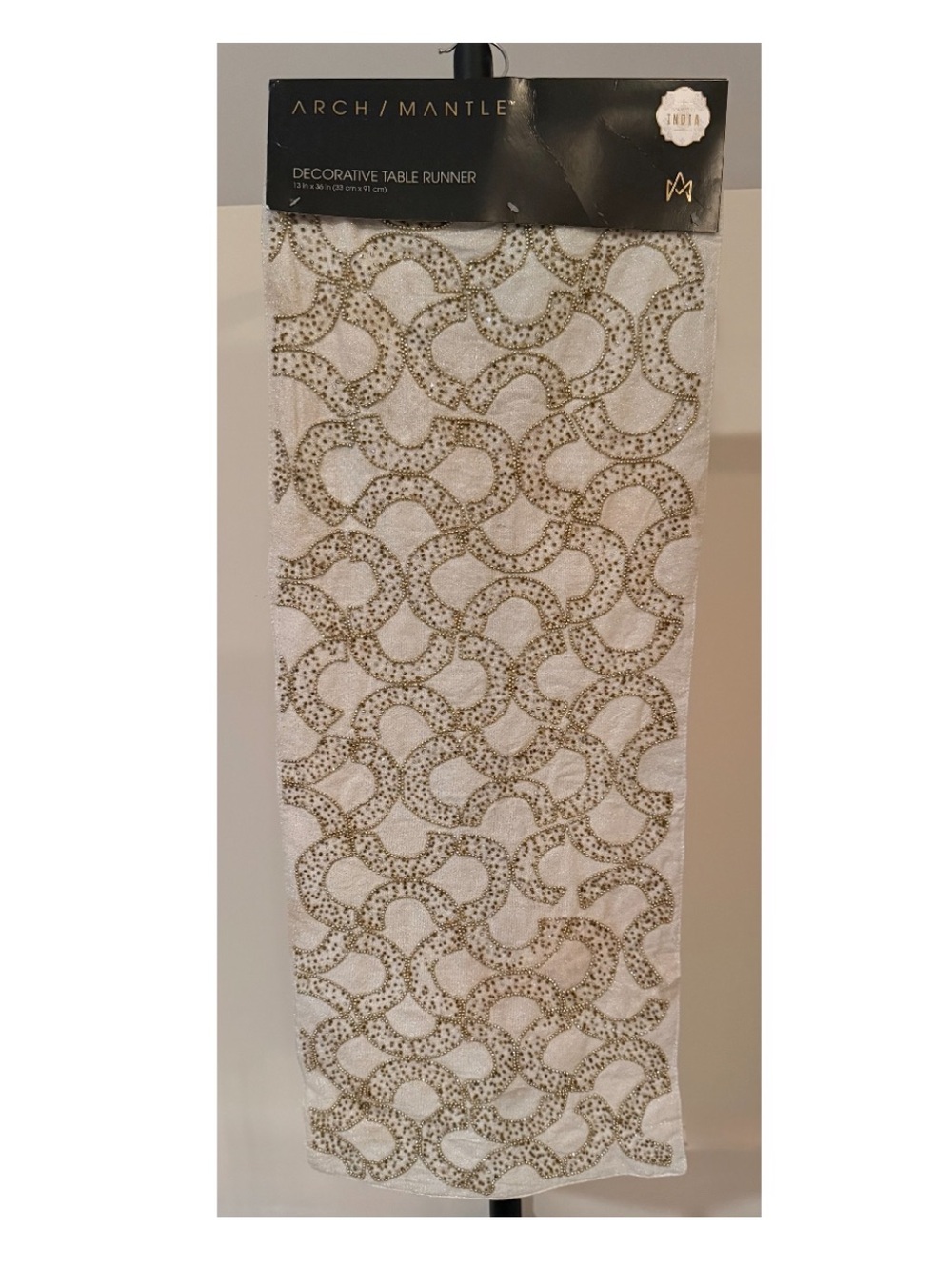 Decorative nwt Table Runner - 13 x 36” beaded detail